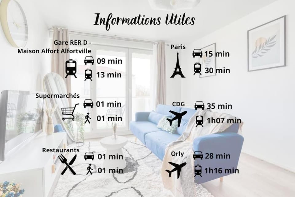 Le Majestic Blue - Métro 8/Hôpital Henri Mondor Apartment in Créteil