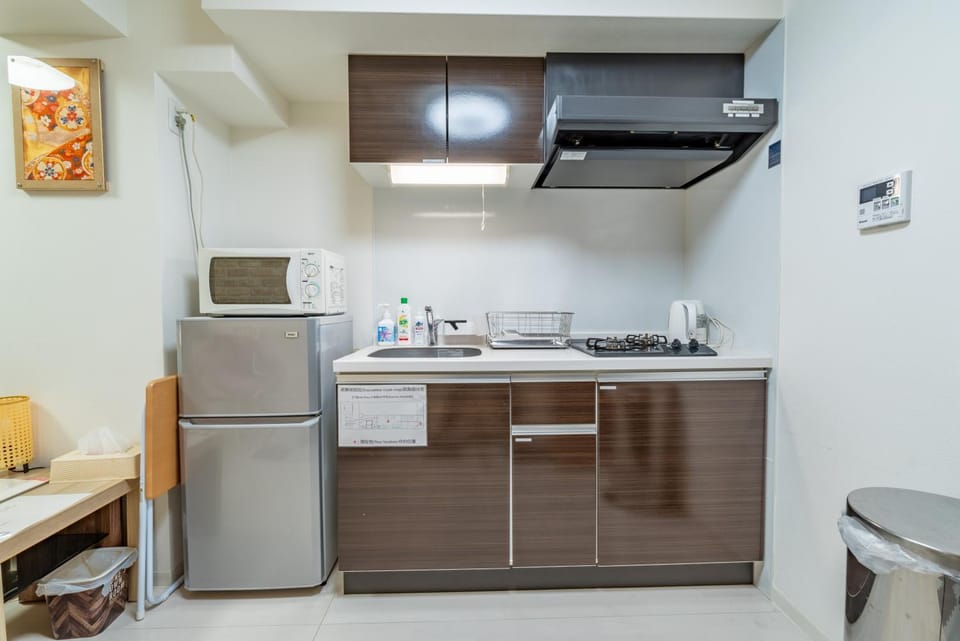 Kitchen or kitchenette, minibar, stove