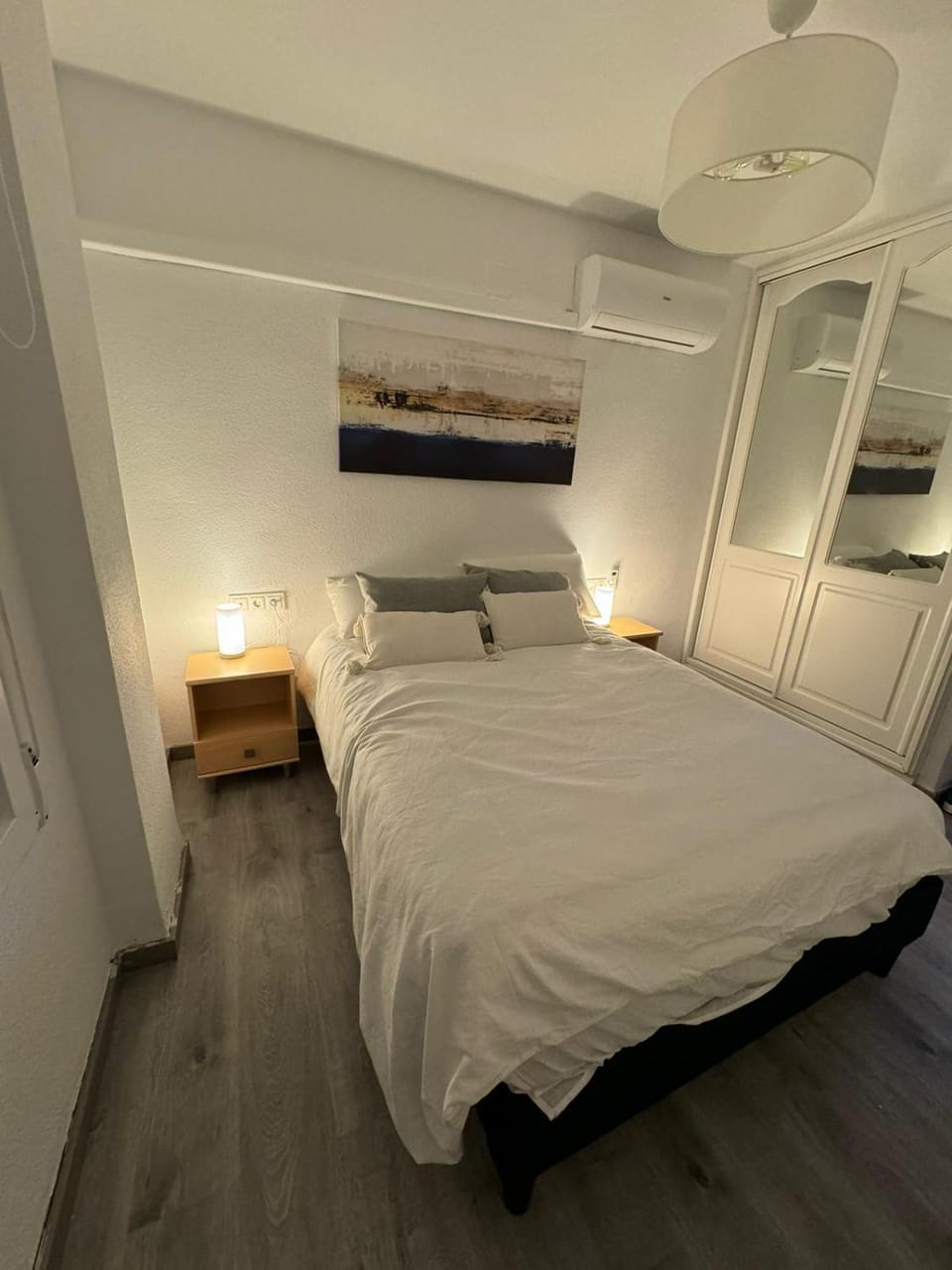 Bed, wardrobe, air conditioner