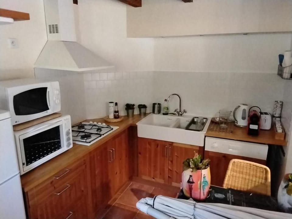 Kitchen or kitchenette, dishwasher, stove, toaster