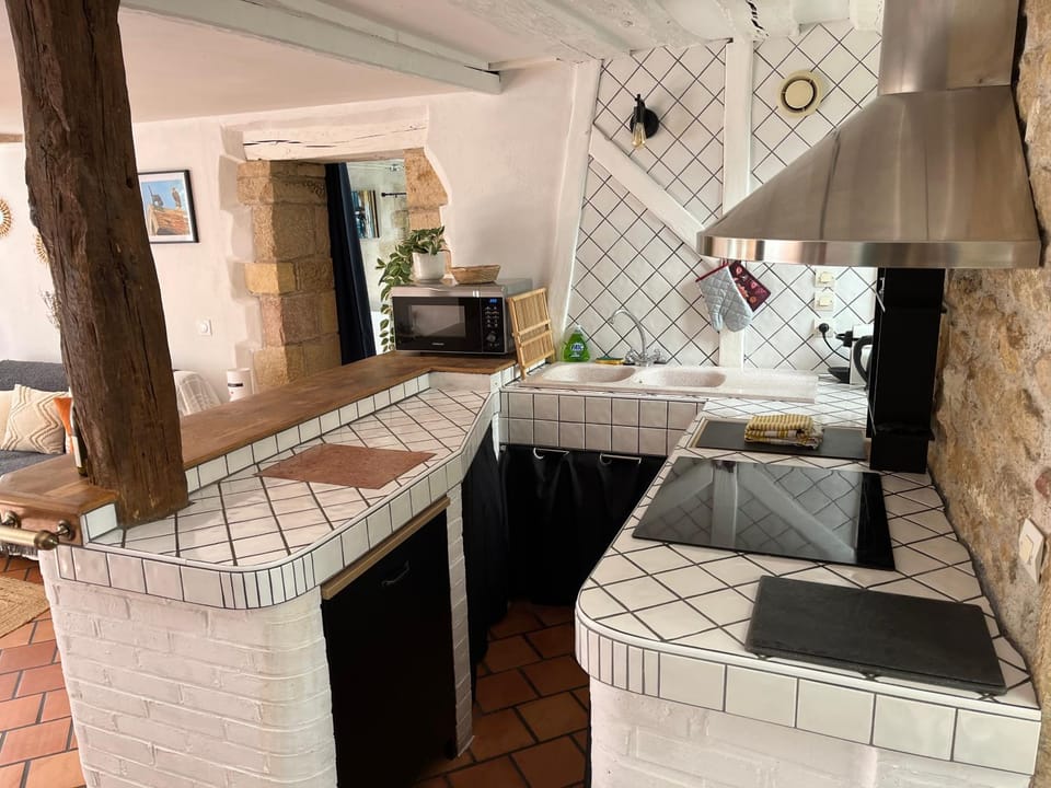 Kitchen or kitchenette, minibar, stove