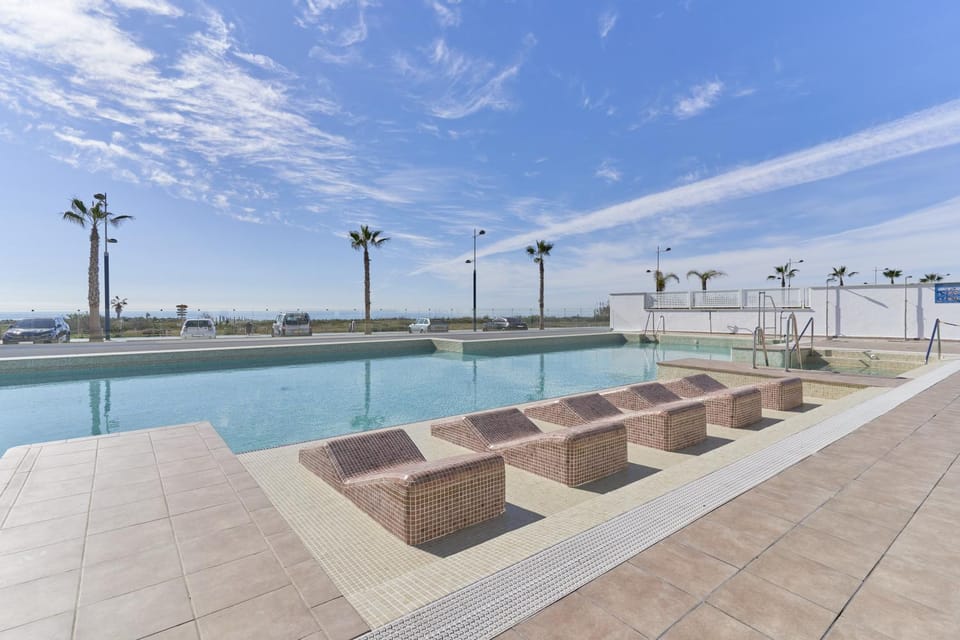 Property building, Living room, Swimming pool