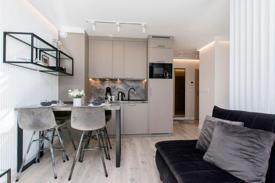 Kitchen or kitchenette, Living room, Decorative detail, microwave, oven, stove, toaster
