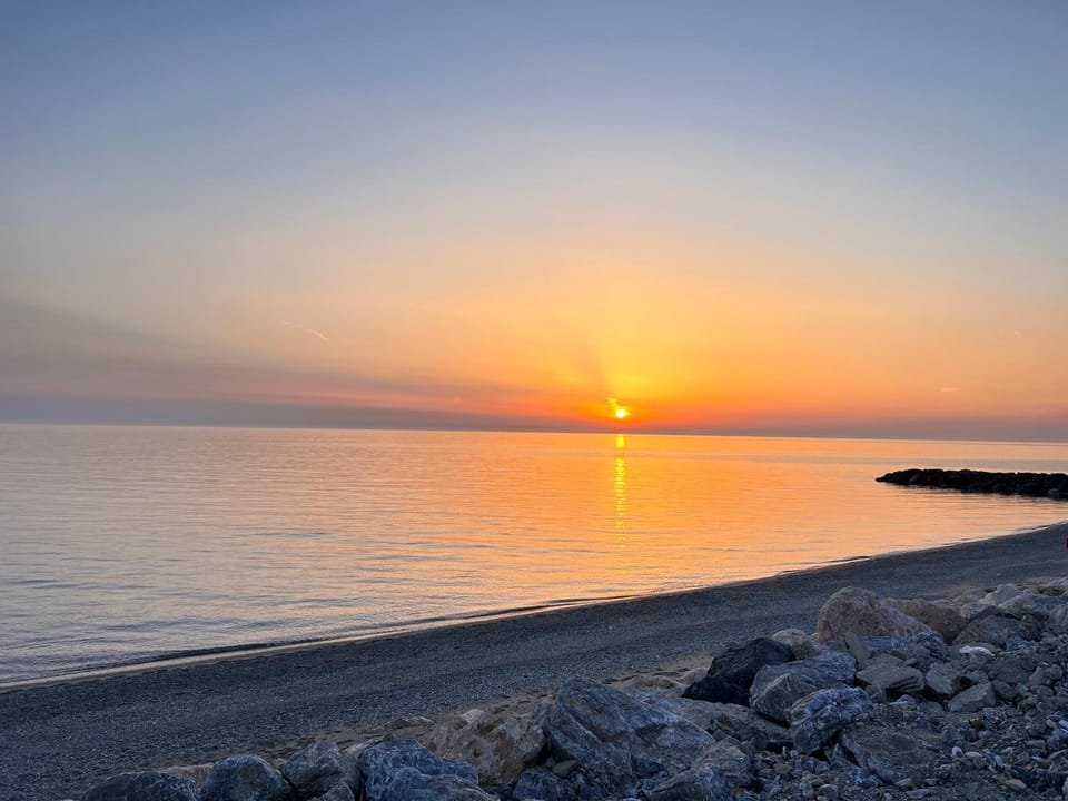 Day, Beach, Sea view, Sunset