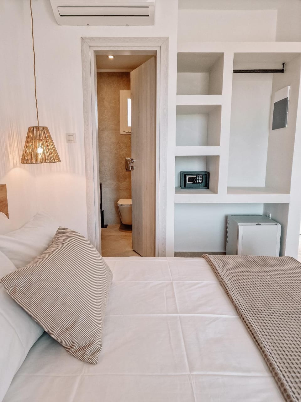 Bed, wardrobe, air conditioner