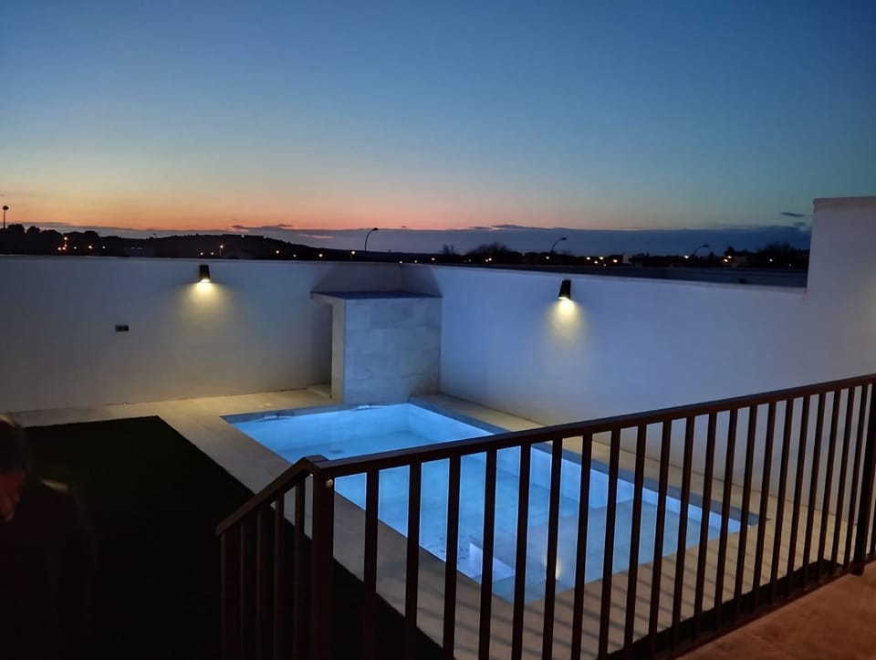 Patio, Night, Swimming pool, Sunset