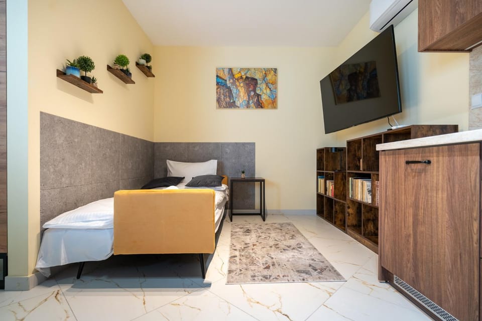 Communal lounge/ TV room, Bed, TV and multimedia, Kitchen or kitchenette, Photo of the whole room, Evening entertainment, Bedroom, hair dresser, minibar, wardrobe