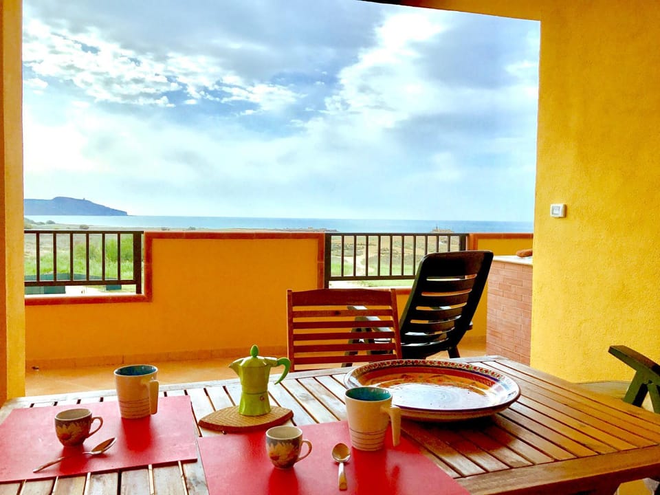 Property building, Day, Natural landscape, View (from property/room), Balcony/Terrace, Living room, Seating area, Dining area, Sea view