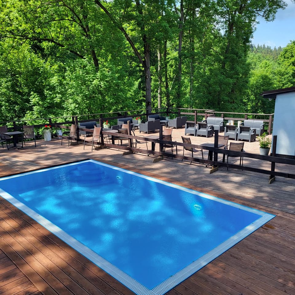 Property building, Pool view, Swimming pool, Breakfast, sunbed