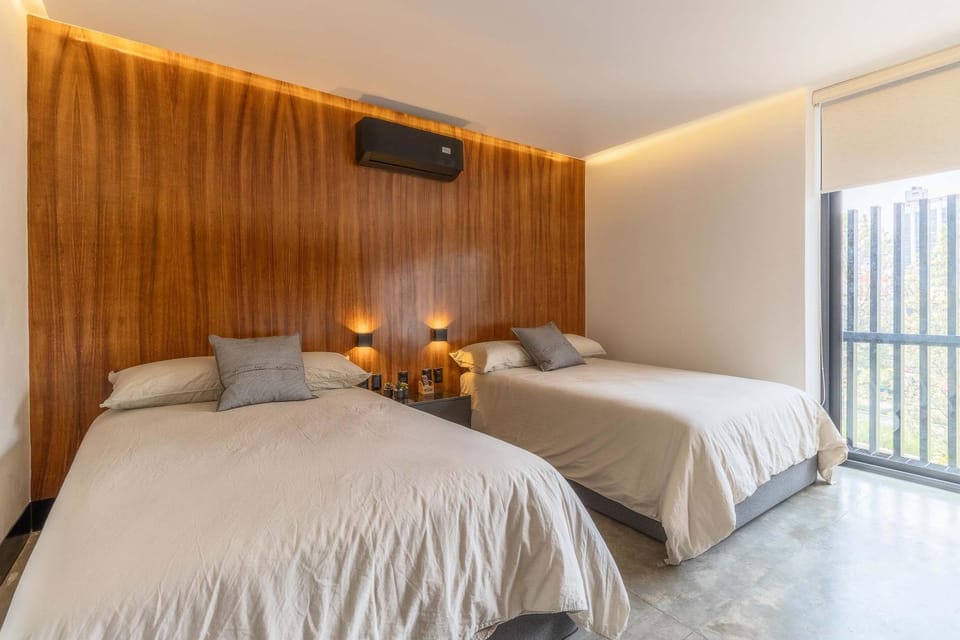 Bed, Photo of the whole room, Bedroom, air conditioner