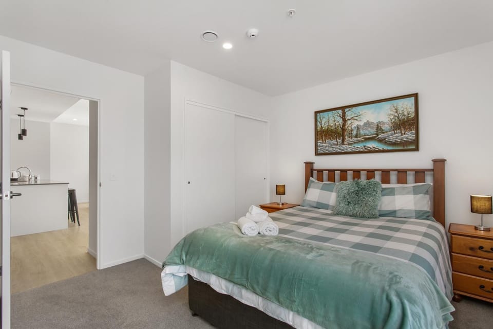 Bed, wardrobe