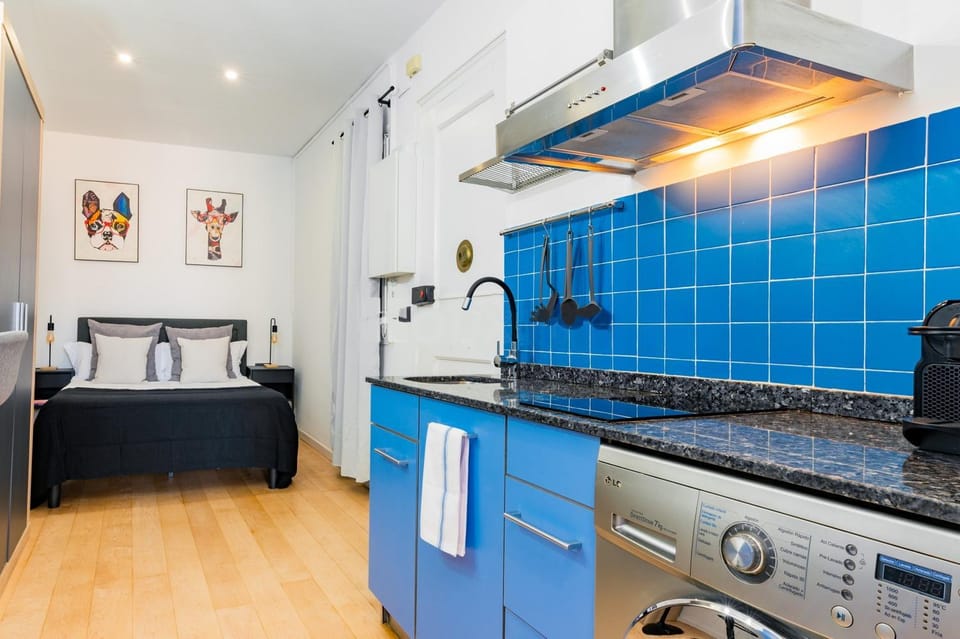 Kitchen or kitchenette, washing machine