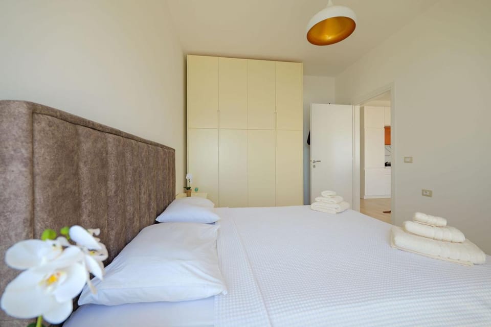 Bed, wardrobe