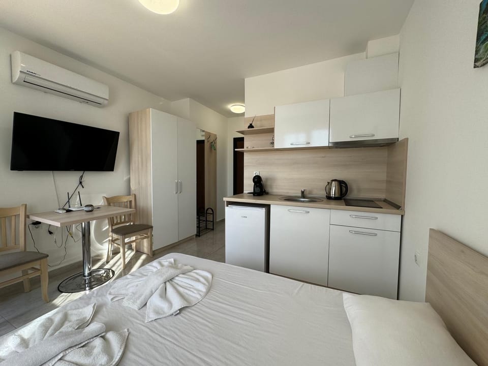 Communal lounge/ TV room, Bed, TV and multimedia, Kitchen or kitchenette, Photo of the whole room, Dining area, Evening entertainment, Bedroom, hair dresser, minibar, oven, air conditioner