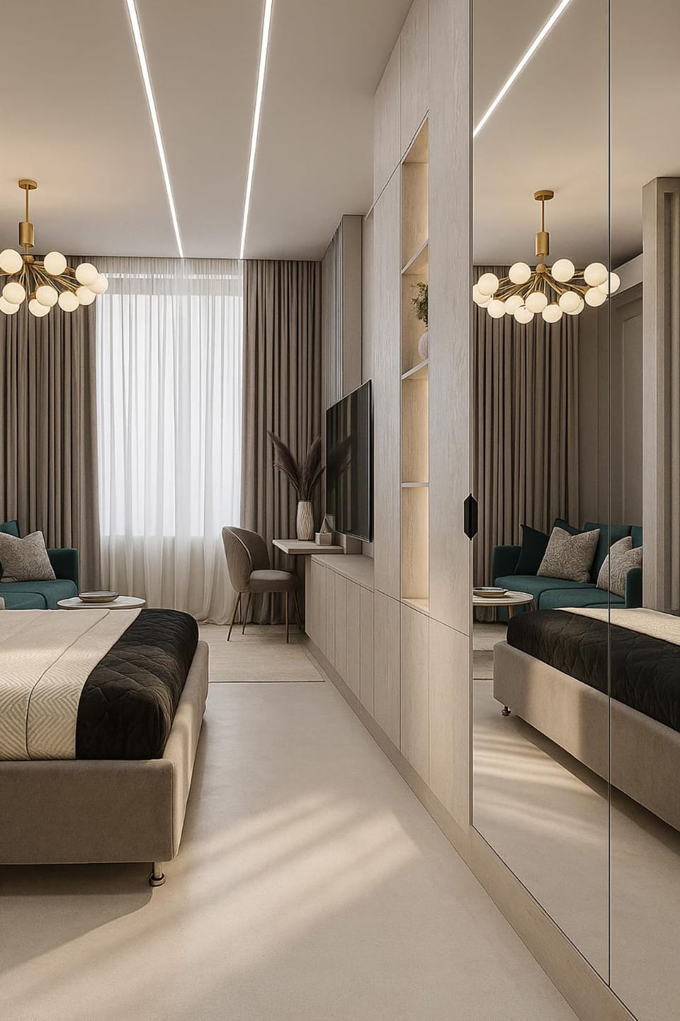 Bed, TV and multimedia, Living room, Bedroom