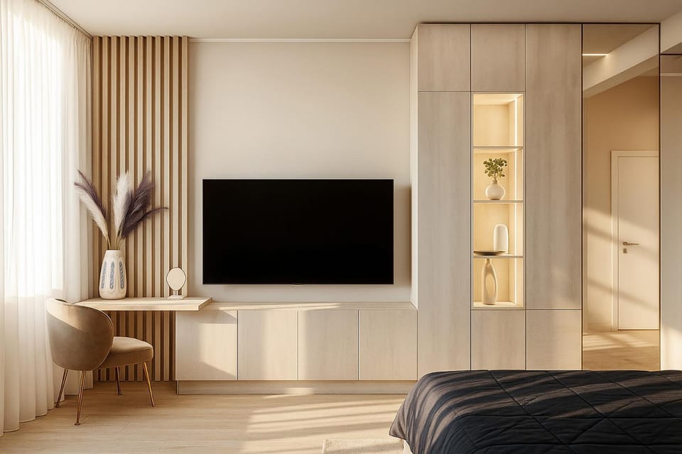Bed, TV and multimedia, Photo of the whole room, Seating area, Bedroom