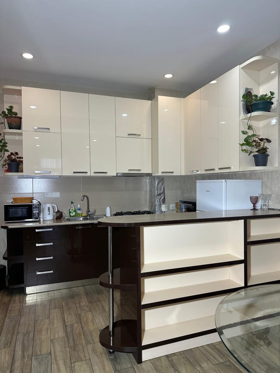 Kitchen or kitchenette, dishwasher, minibar, stove