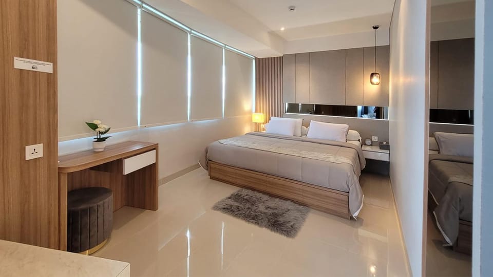 Bed, Bedroom, hair dryier, wardrobe, air conditioner