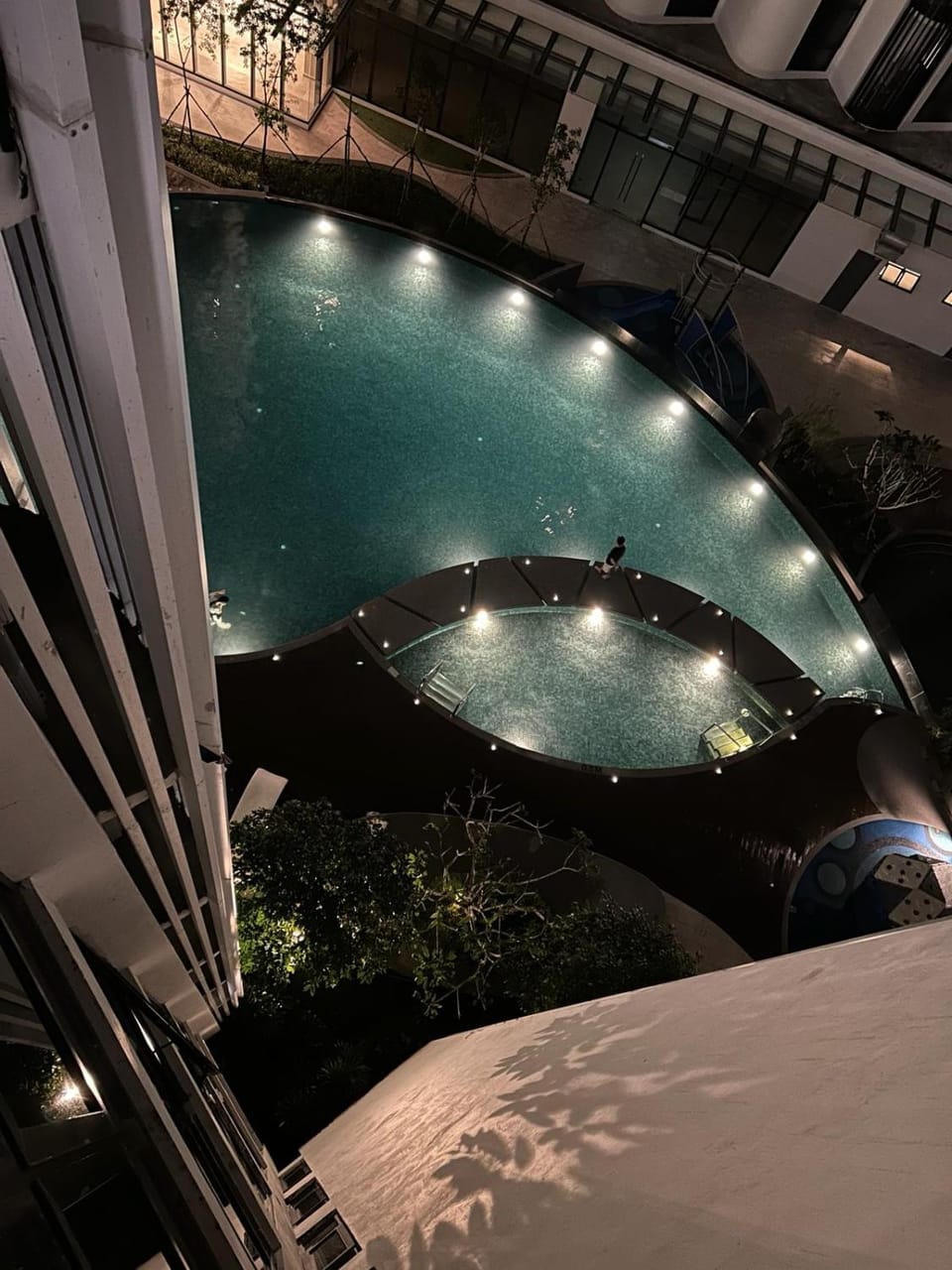 Night, Pool view, Swimming pool