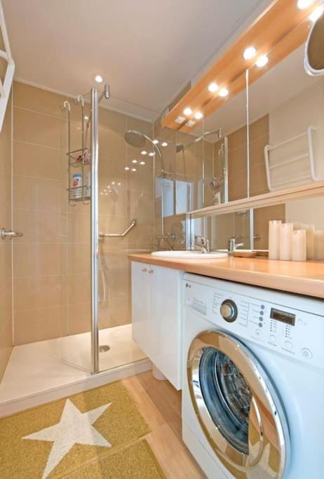 Shower, washing machine