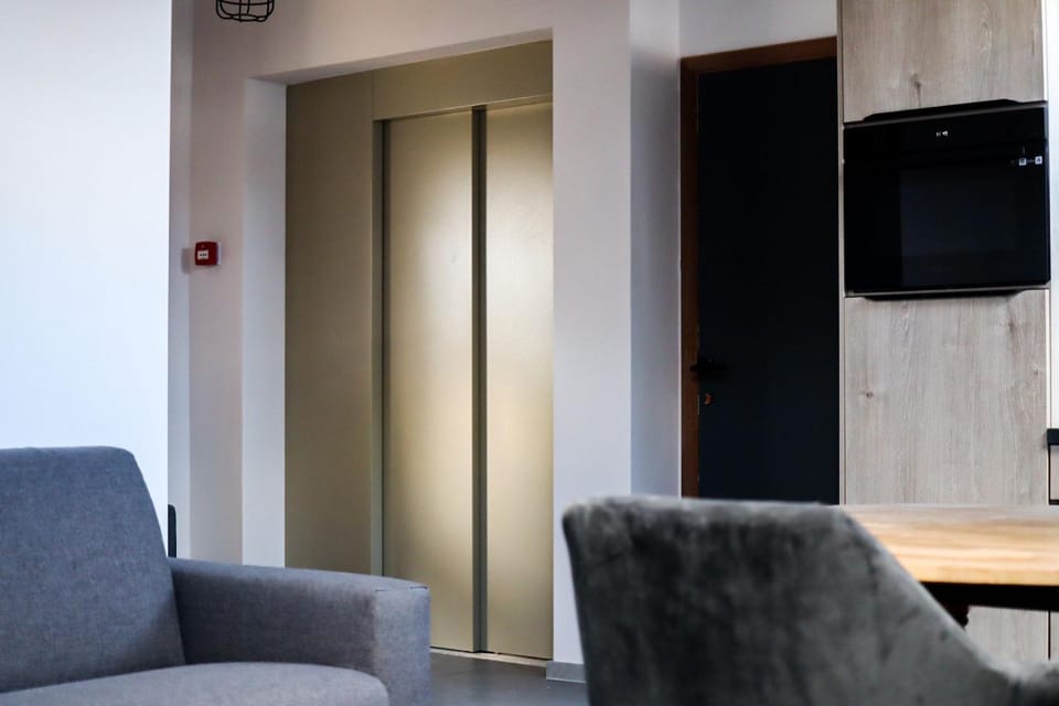 Seating area, elevator