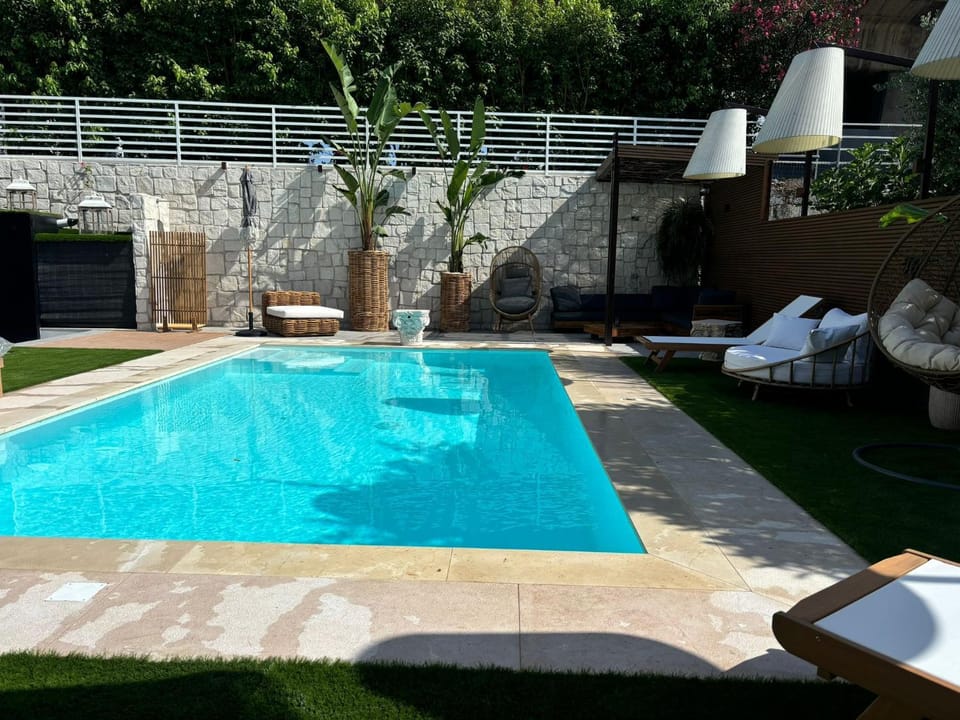 Patio, Day, Garden, Garden view, Pool view, Swimming pool, sunbed