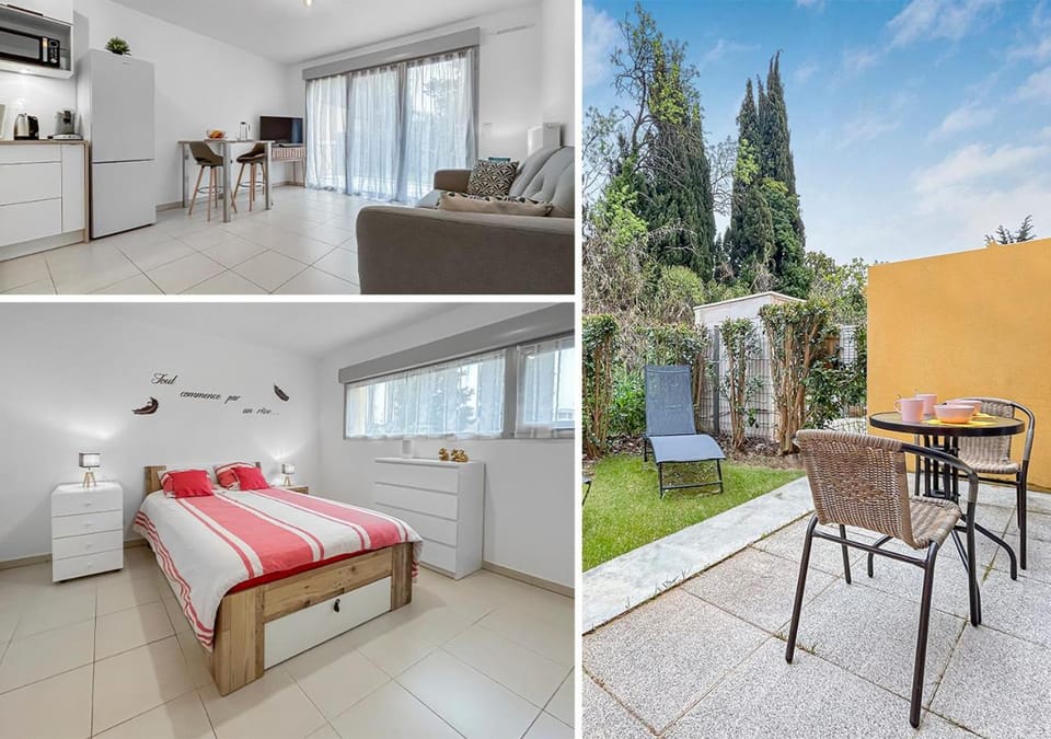 Vivez Lunel-52m2 climatisé avec jardin-fibre-2 parkings privés-proche centre &15 min mer Apartment in Lunel