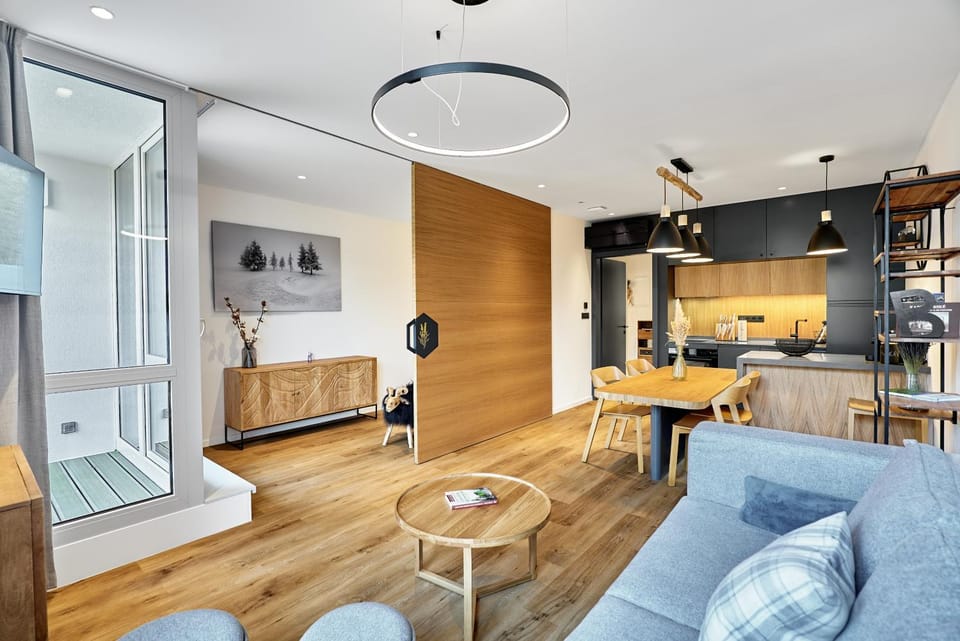 Kitchen or kitchenette, Living room, Photo of the whole room, Seating area, Bedroom