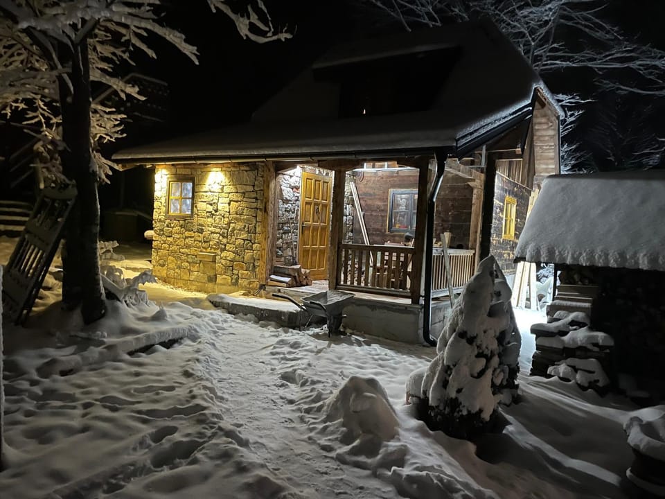 Property building, Night, Winter