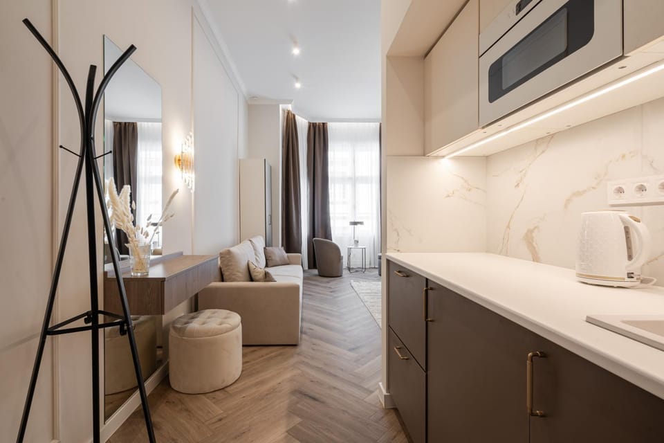 View (from property/room), Kitchen or kitchenette, Living room, Seating area, internet