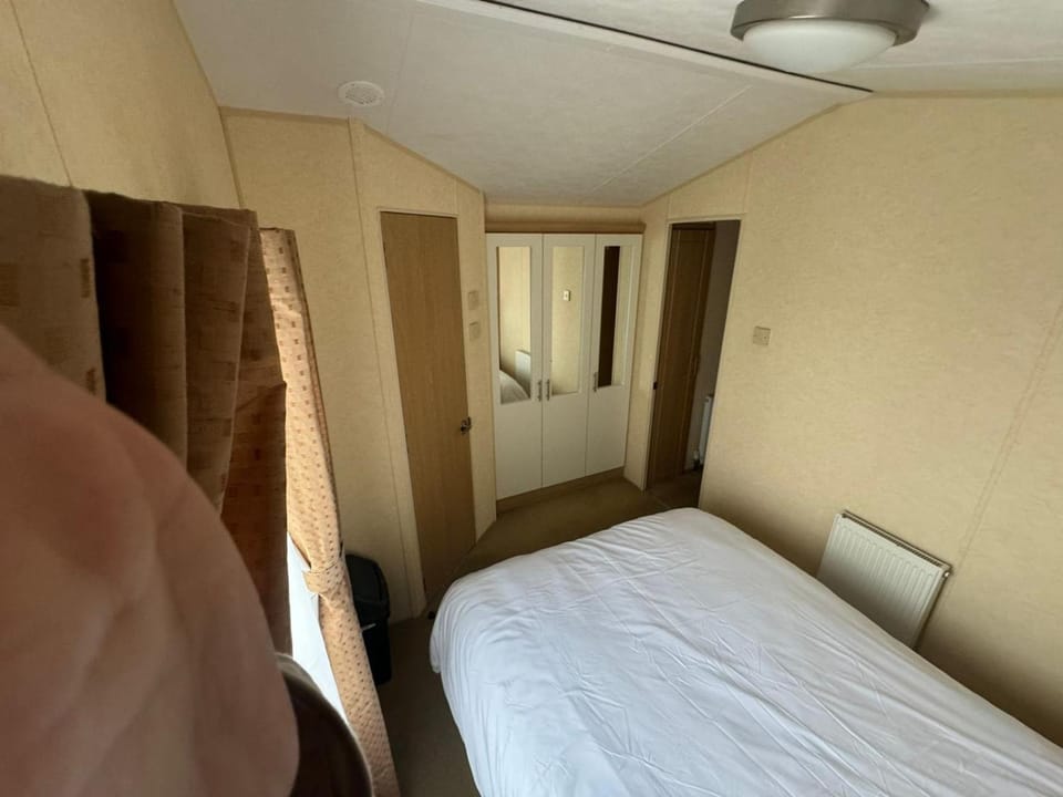 Bed, wardrobe