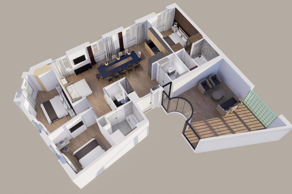 Photo of the whole room, Floor plan