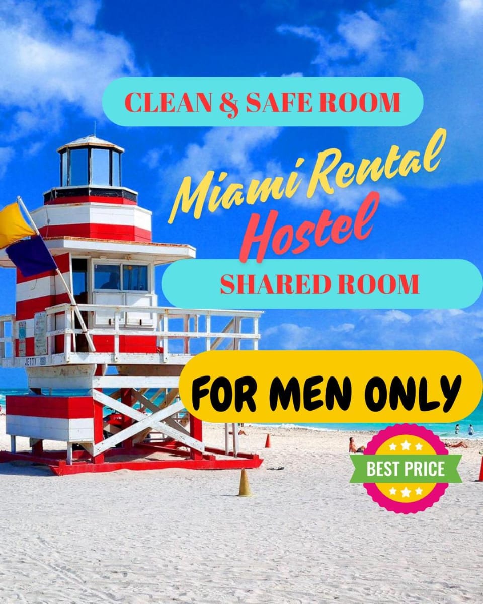 203 Miami Shared Rooms for Men Central Comfortable, Affordable Hostel in Miami