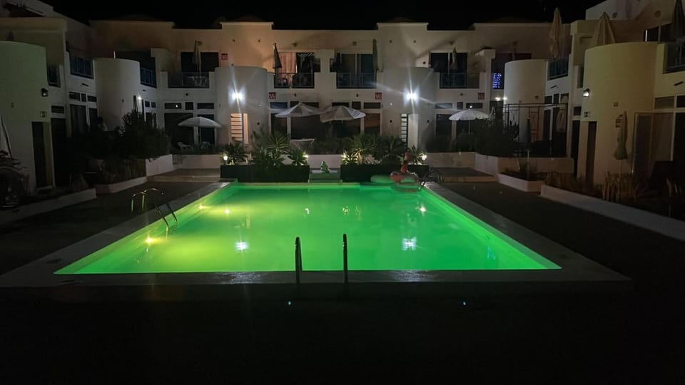 Night, Pool view, Swimming pool
