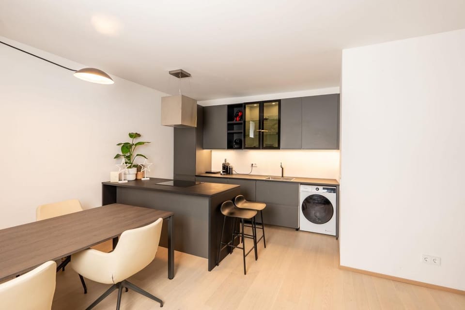 Kitchen or kitchenette, Living room, Dining area, washing machine
