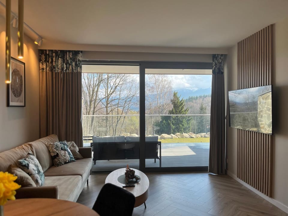 Natural landscape, Living room, Seating area, Mountain view