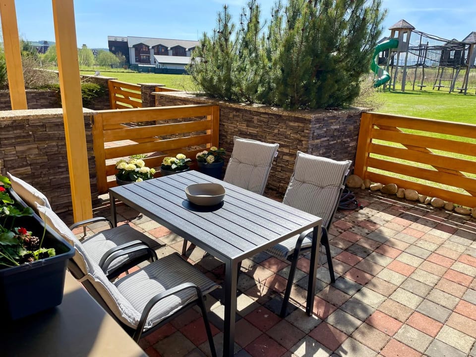 Patio, Spring, Day, Garden, View (from property/room), Balcony/Terrace, Dining area, Garden view