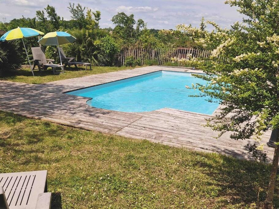 Spring, Day, Natural landscape, Garden, Garden view, Pool view, Swimming pool, sunbed