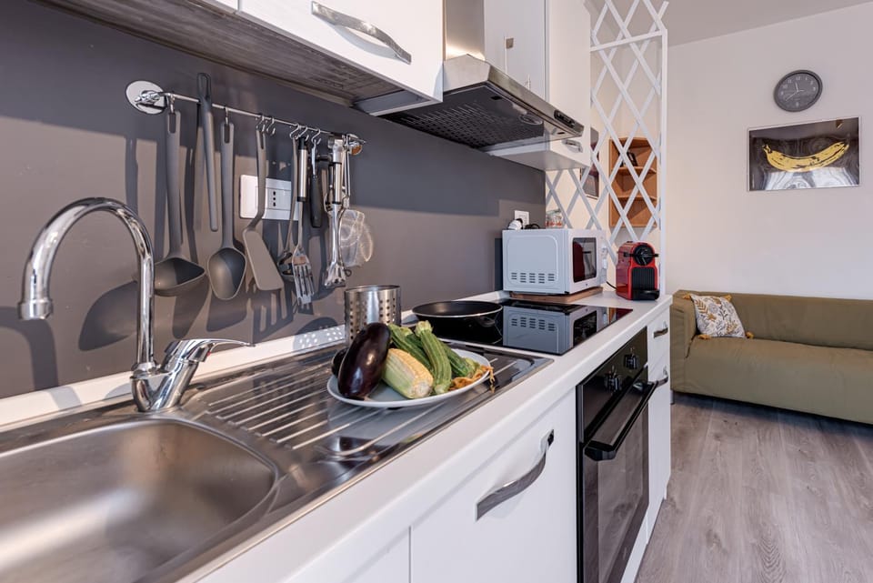 Kitchen or kitchenette, stove