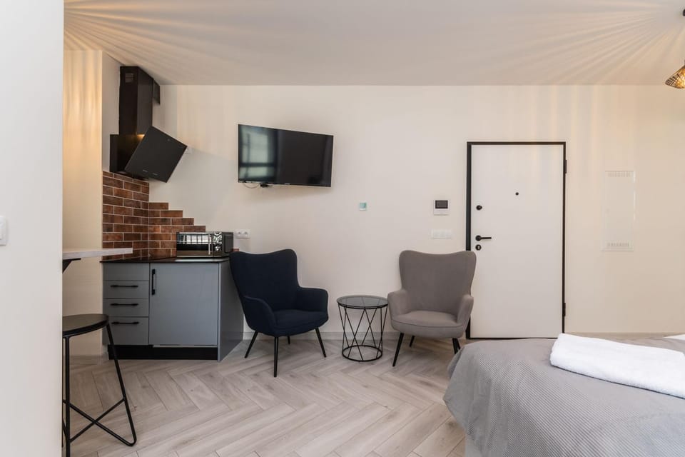 Bed, TV and multimedia, Kitchen or kitchenette, Living room, Photo of the whole room, Seating area, Dining area, Bedroom, hair dresser, minibar, oven