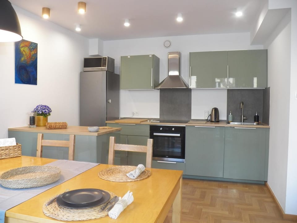 Kitchen or kitchenette, Dining area, minibar, pet friendly, stove, air conditioner