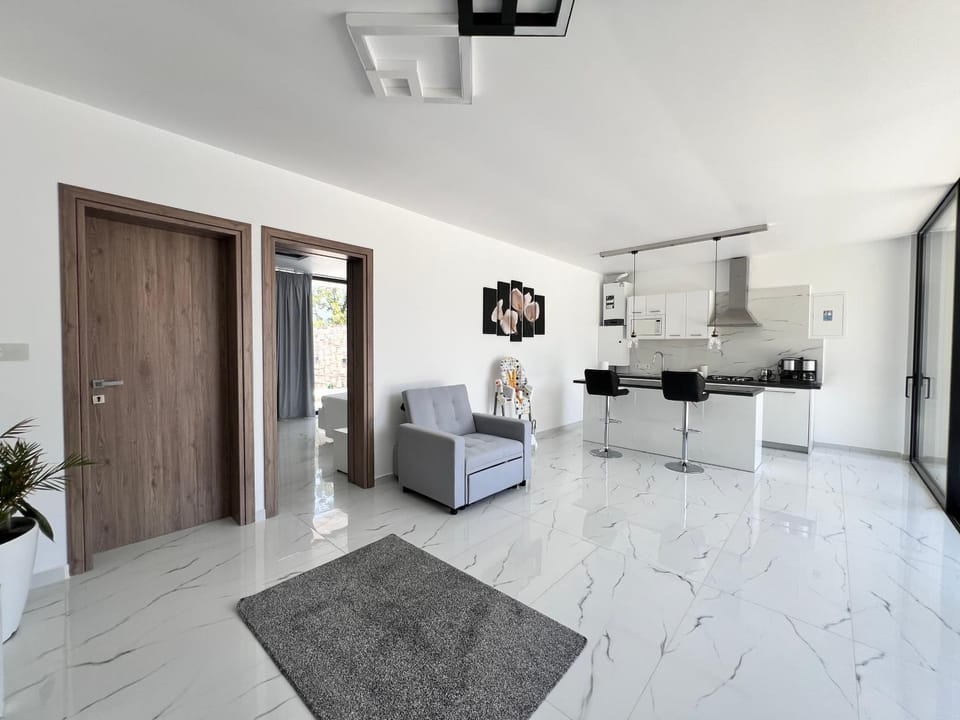 Kitchen or kitchenette, Living room, Seating area