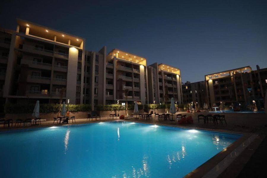 Night, Pool view, Swimming pool