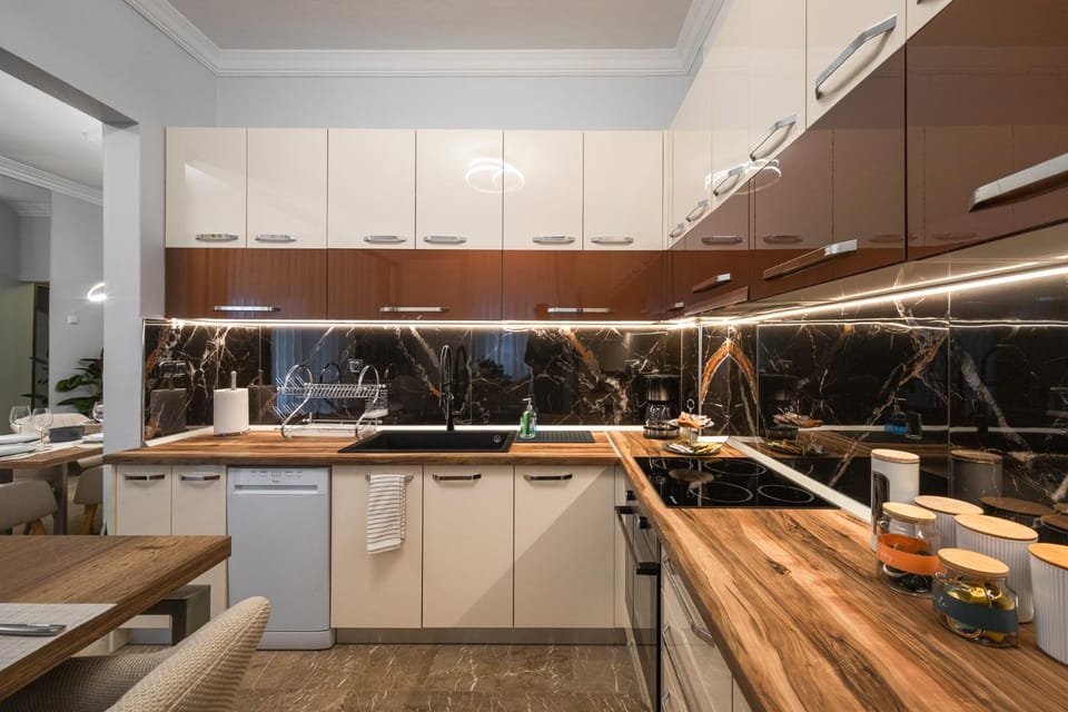 Kitchen or kitchenette, stove