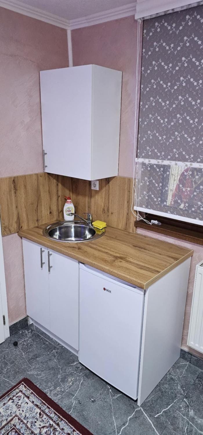 Kitchen or kitchenette, stove