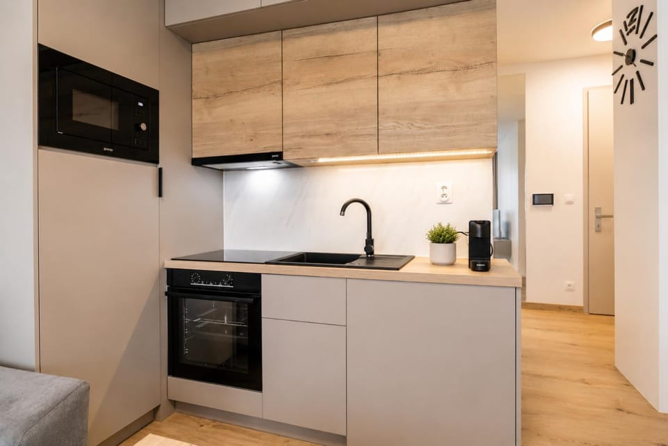 ALURE RESIDENCES 5 & 24h self check-in, private parking in front of the apartment building included, new building, the apartment building has its own park with a lake and outdoor fitness, children's playground, CITY CENTER Apartment in Slovakia