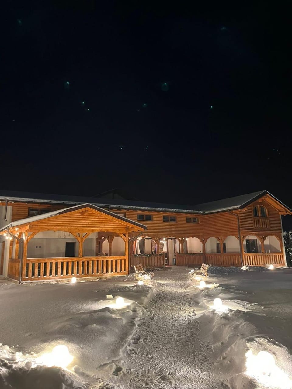 Property building, Night, Winter