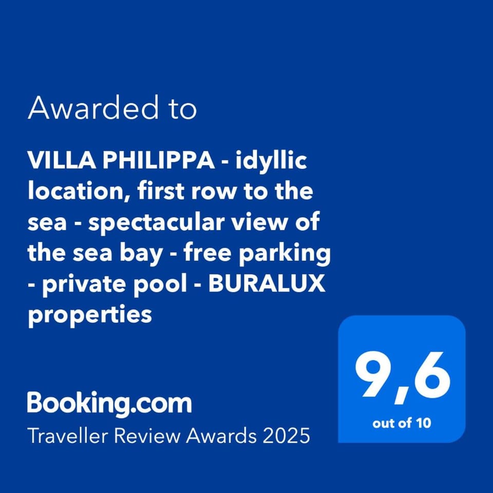 VILLA PHILIPPA - luxurious five-room villa - idyllic location - first row to the sea - spectacular view of the sea bay - unforgettable sunsets - 15 minutes from Supetar ferry port - free parking - private heated pool Villa in Split-Dalmatia County