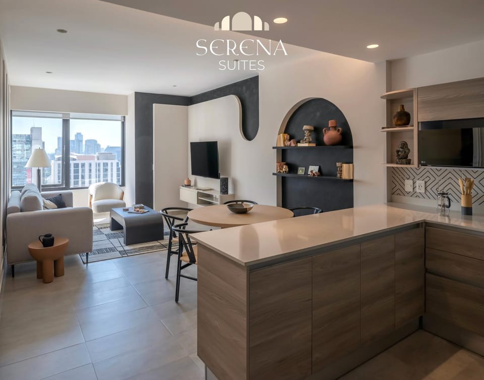 TV and multimedia, Coffee/tea facilities, Kitchen or kitchenette, Living room, Decorative detail, Seating area, Dining area