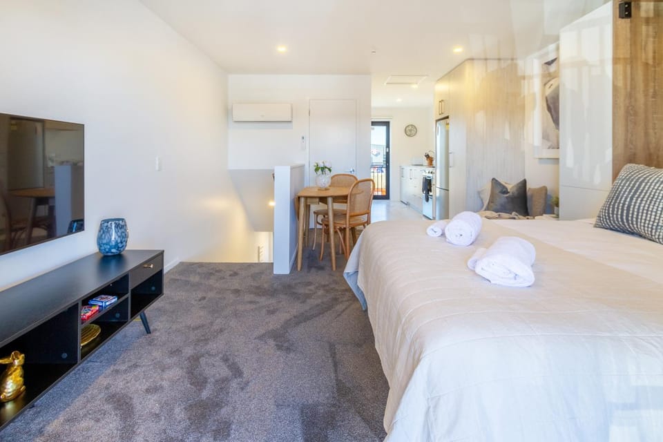 Bed, TV and multimedia, Kitchen or kitchenette, Living room, Photo of the whole room, Decorative detail, Dining area, hair dresser, towels, air conditioner